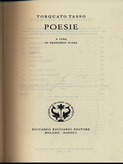 Torquato Tasso. Poesie. Vol. 21 - copertina