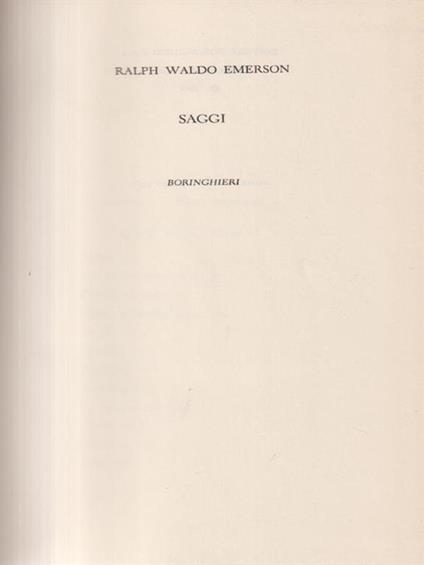 Saggi - Ralph W. Emerson - copertina