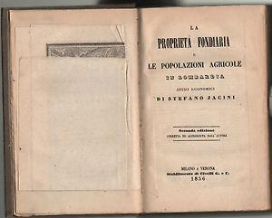 La proprietà fondiaria e le popolazioni agricole in Lombardia - Stefano Jacini - copertina