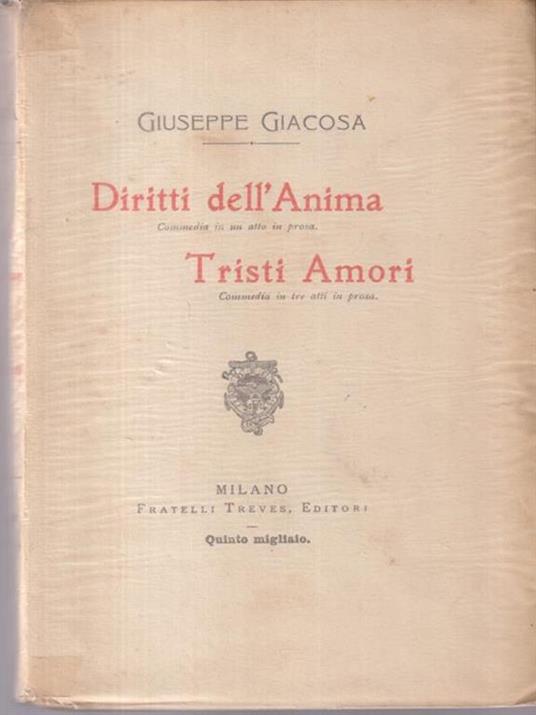Diritti dell'anima - Tristi amori - Giuseppe Giacosa - copertina