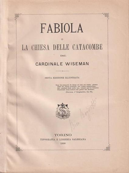 Fabiola o la Chiesa delle catacombe - Nicholas P. Wiseman - copertina