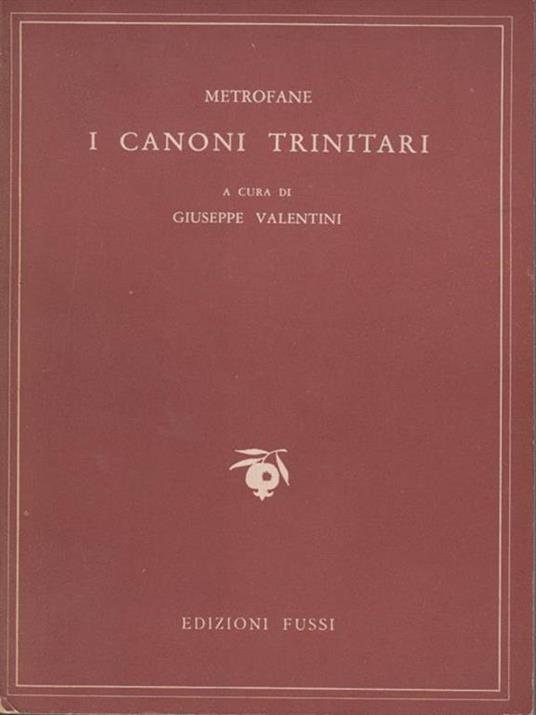 I Canoni Trinitari - Metrofane di Smirne - copertina
