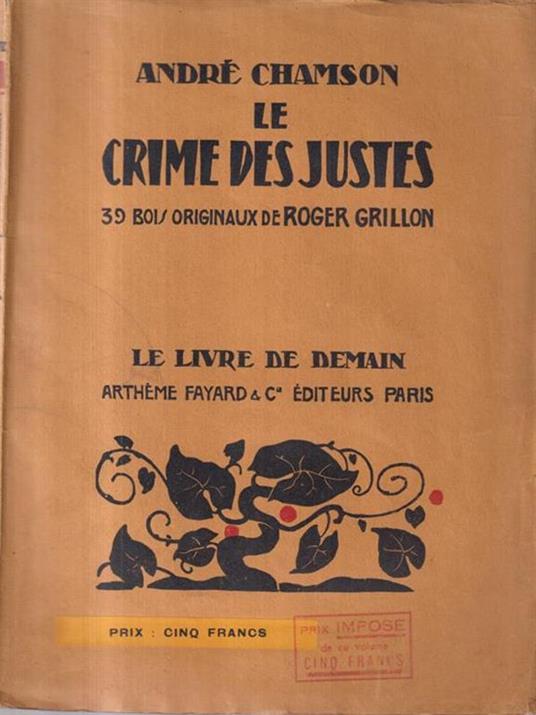 Le crime des justes - André Chamson - copertina