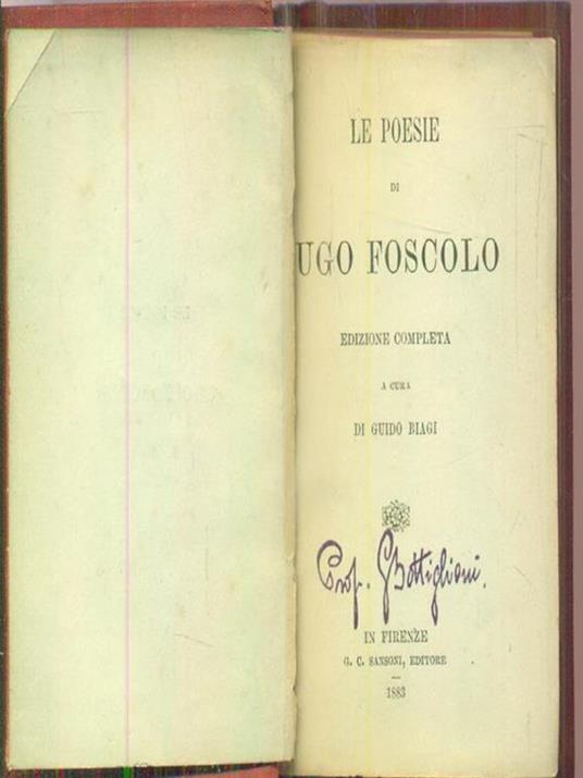 Le Poesie - Ugo Foscolo - copertina