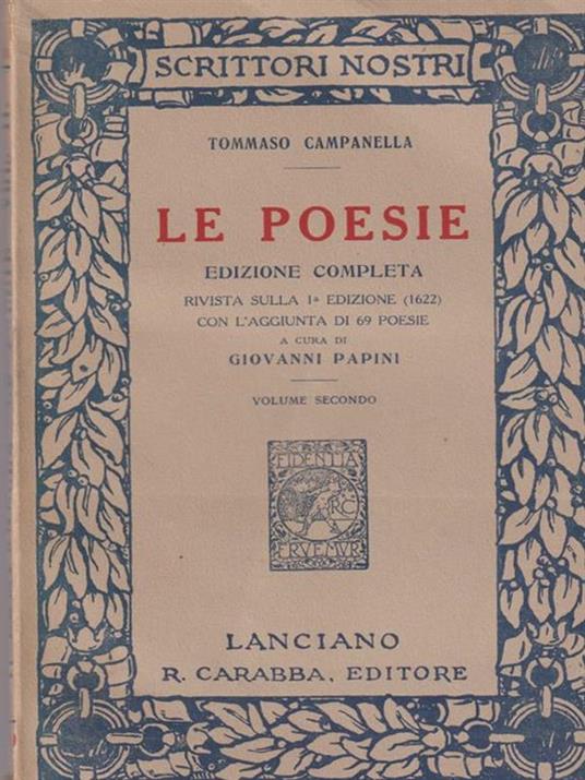Le poesie. Vol.2 - Tommaso Campanella - copertina
