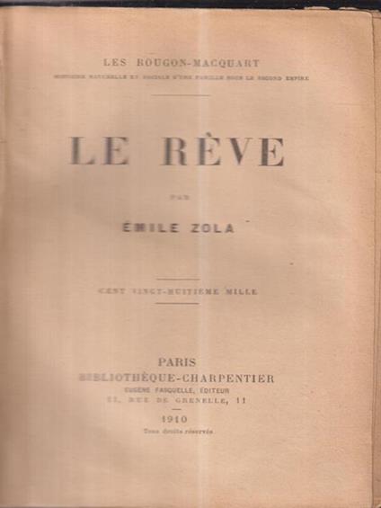 Le rêve - Émile Zola - copertina