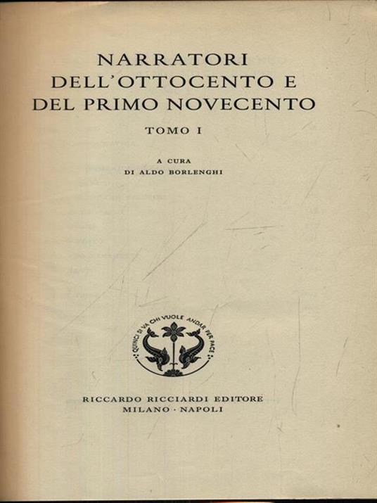 Narratori dell'Ottocento e del primo Novecento. Vol.1 - copertina