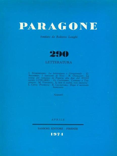 Paragone 290 anno XXV. Letteratura - Roberto Longhi - 2