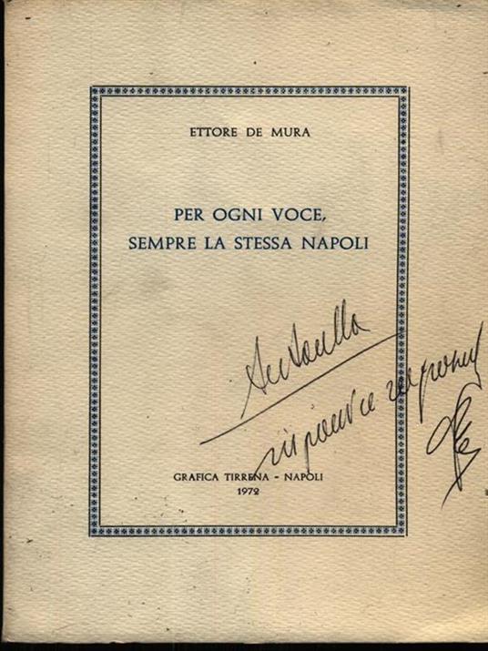 Per ogni voce sempre la stessa Napoli - Ettore De Mura - copertina