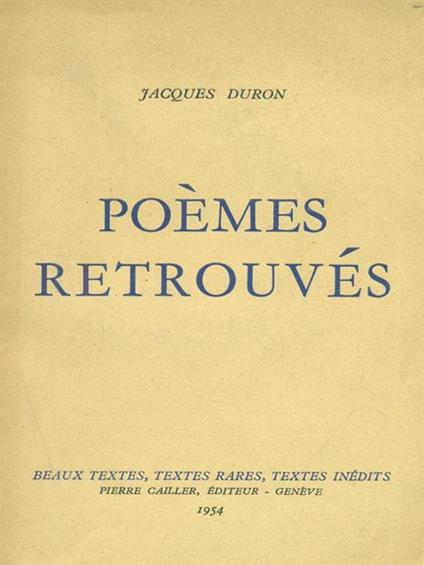 Poemes retrouves - Jacques Duron - copertina