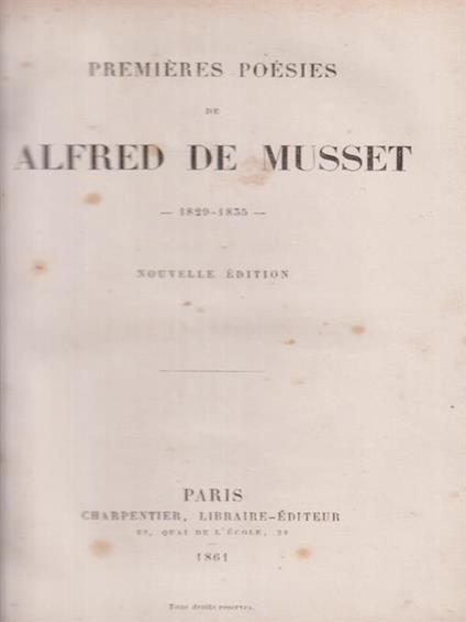 Premieres poesies de Alfred de Musset - Alfred de Musset - copertina