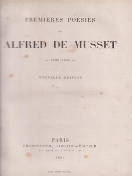 Premieres poesies de Alfred de Musset - Alfred de Musset - copertina