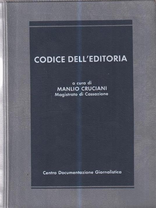 Codice dell'editoria - Manlio Cruciani - copertina
