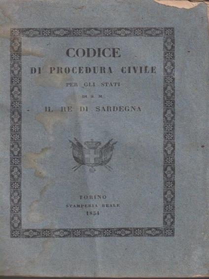 Codice di procedura civile per gli stati di S.M. il re di Sardegna - copertina