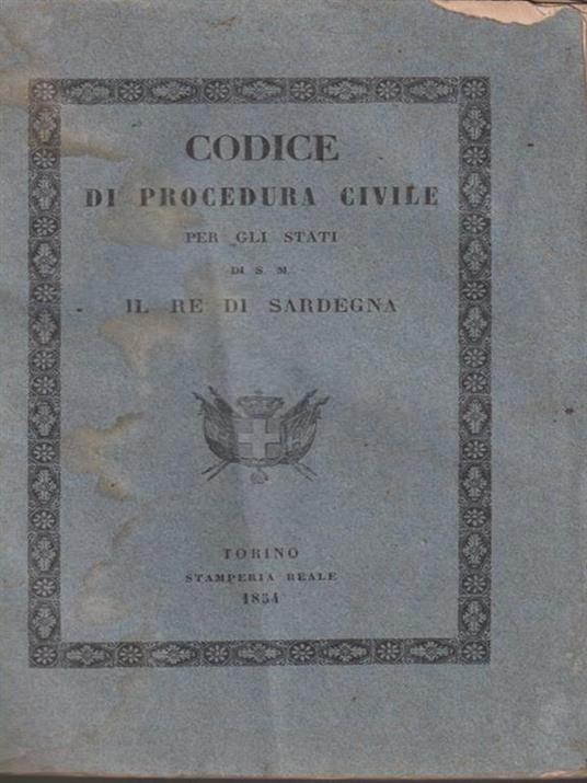 Codice di procedura civile per gli stati di S.M. il re di Sardegna - copertina