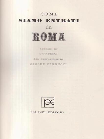 Come siamo entrati in Roma - Ugo Pesci - copertina