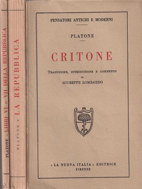 Critone, Repubblica e libri VI e VII della Repubblica - Platone - copertina