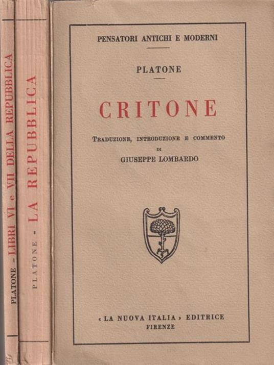 Critone, Repubblica e libri VI e VII della Repubblica - Platone - copertina