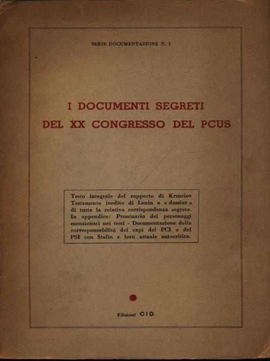 I documenti segreti del XX Congresso del PCUS - copertina