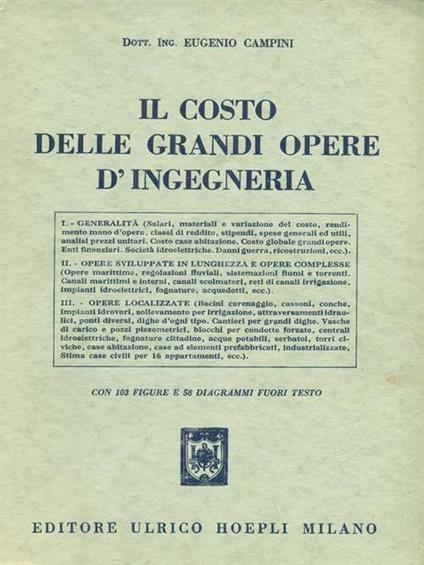 Il costo delle grandi opere d'ingegneria - Eugenio Campini - copertina