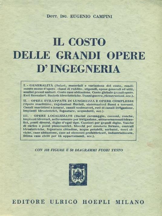 Il costo delle grandi opere d'ingegneria - Eugenio Campini - copertina
