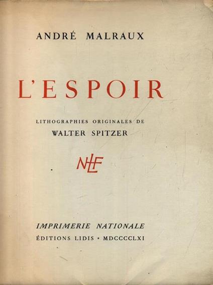 L' Espoir - André Malraux - copertina