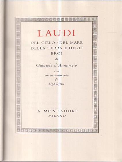 Laudi - Gabriele D'Annunzio - copertina