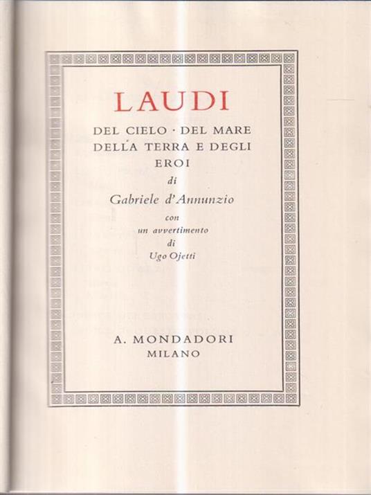 Laudi - Gabriele D'Annunzio - copertina