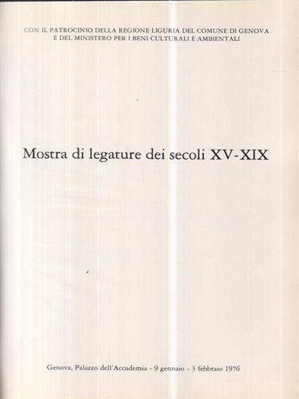 Mostra di legature dei secoli XV-XIX - Luigi Marchini - copertina