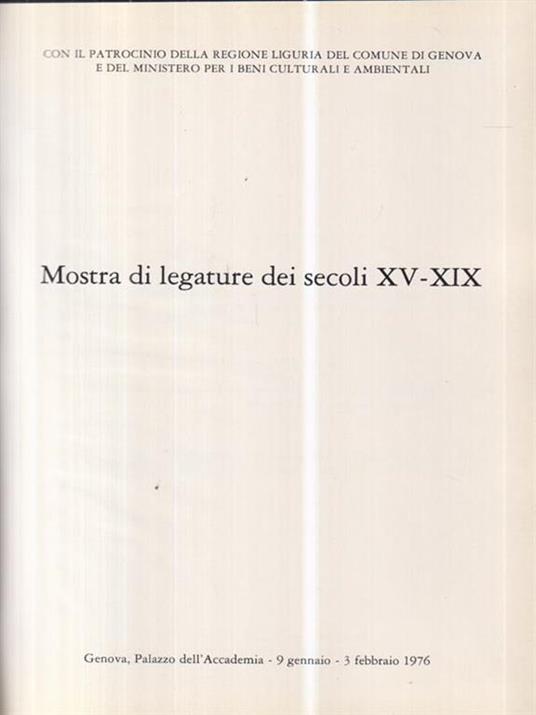 Mostra di legature dei secoli XV-XIX - Luigi Marchini - copertina