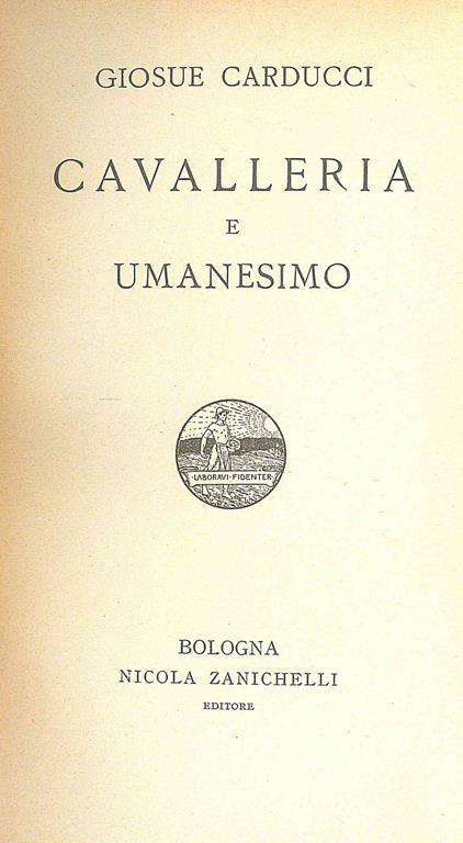 Cavalleria e Umanesimo - Giosuè Carducci - copertina