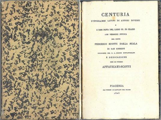 Centuria d' epigrammi latini di autori diversi - copertina