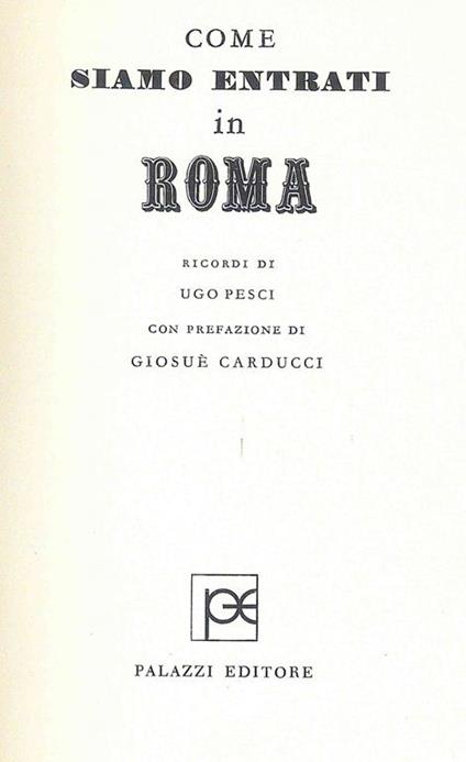 Come siamo entrati in Roma - Ugo Pesci - copertina