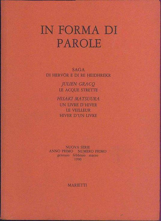 In Forma di parole - copertina