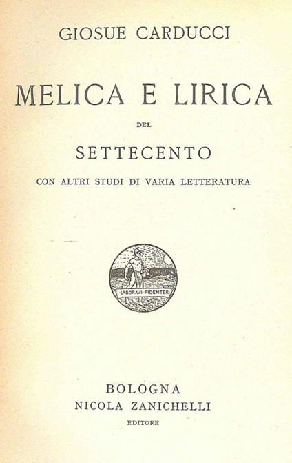 Melica e Lirica del Settecento - Giosuè Carducci - copertina