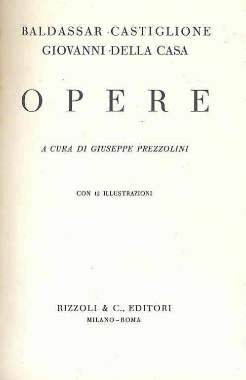 Opere - Baldassarre Castiglione - copertina