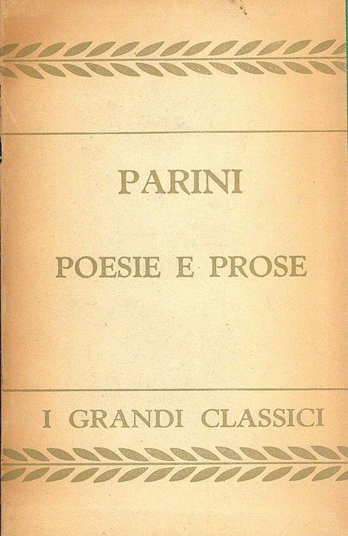 Poesie e prose - Giuseppe Parini - copertina