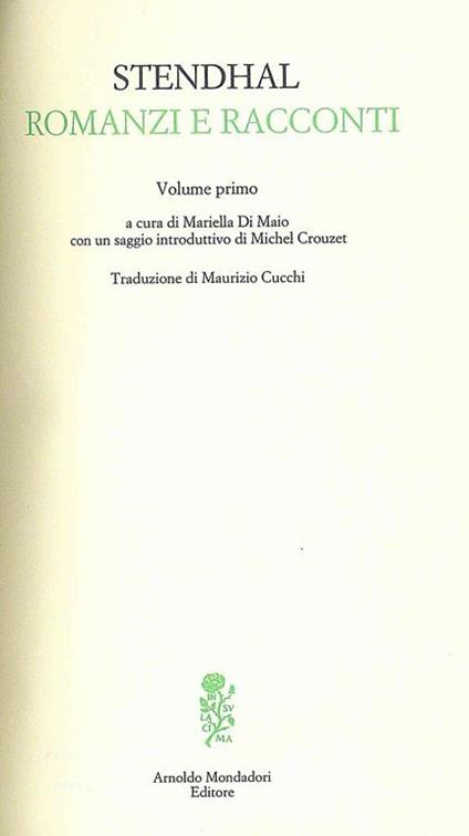 Romani e racconti - Stendhal - copertina