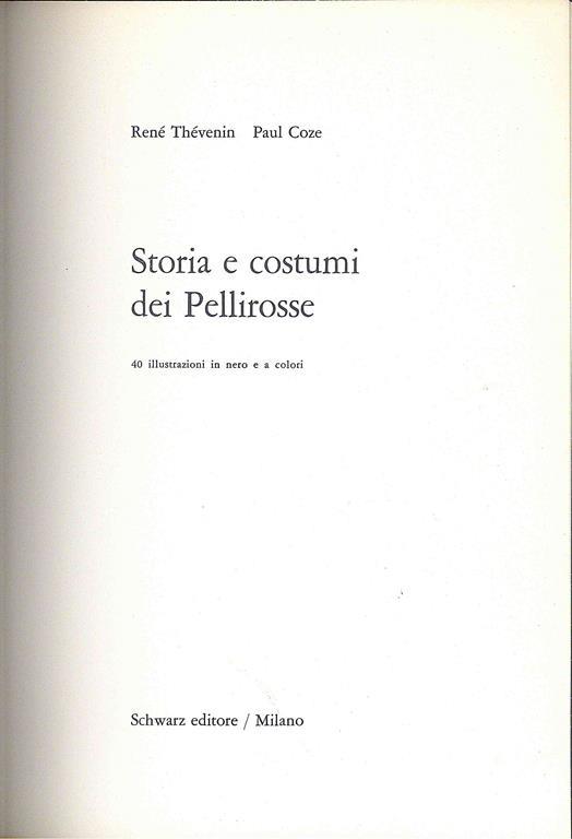 Storia e costumi dei Pellirosse - René Thévenin - copertina