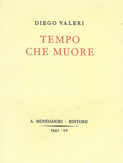 Tempo che muore - Diego Valeri - copertina