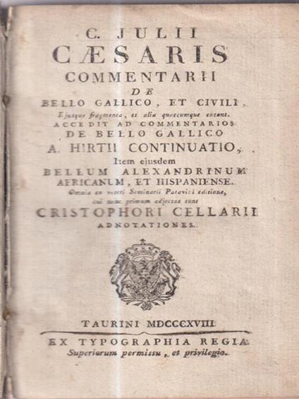 C. Julii Caesaris Commentarii De bello gallico et civili -   - copertina