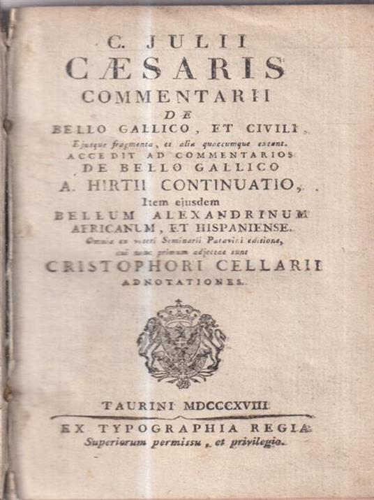 C. Julii Caesaris Commentarii De bello gallico et civili -   - copertina