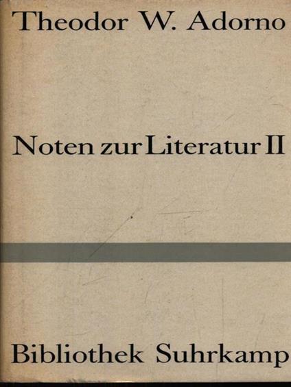 Noten zur literatur II - Theodor W. Adorno - copertina