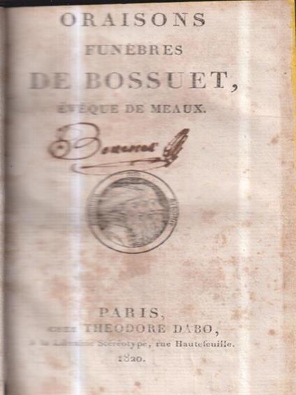 Oraisons funebres de bossuet - copertina