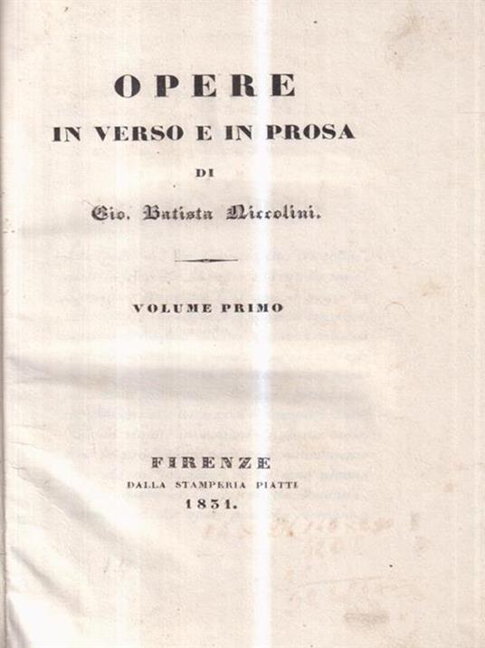 Opere in verso e in prosa - Beatrice Niccolini - copertina