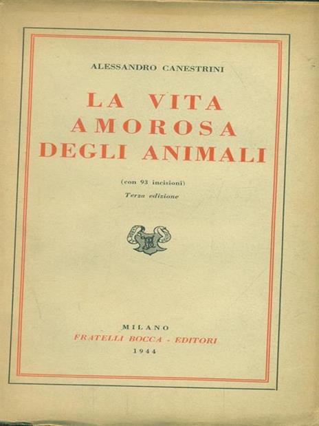 La vita amorosa degli animali - Alessandro Canestrini - copertina