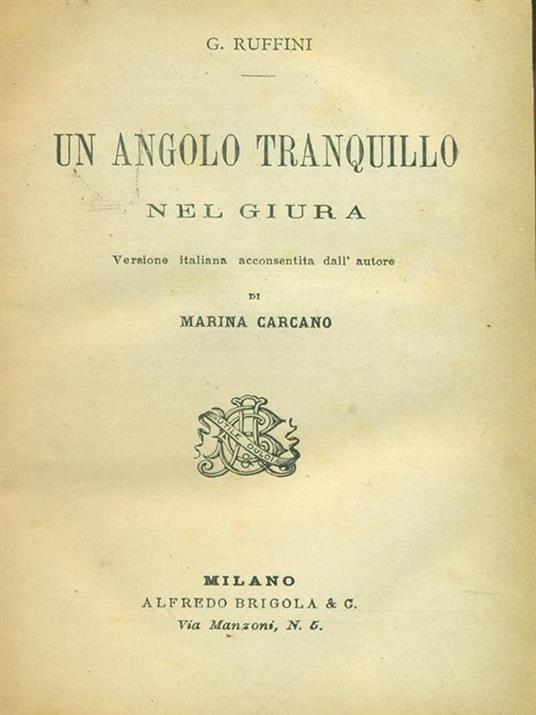 Un  angolo tranquillo nel giura - Giovanni Ruffini - copertina