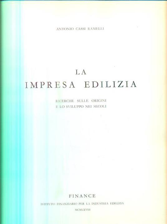La impresa edilizia - Antonio Cassi Ramelli - copertina