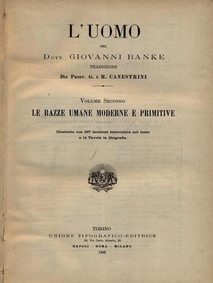 L' uomo 2vv - Giovanni Ranke - copertina