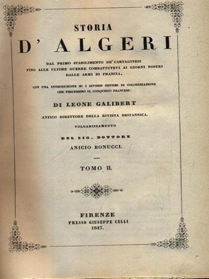 Storia d'Algeri 2vv - Léon Galibert - copertina